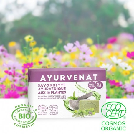 Découvrez ce savon ultra doux unique en son genre composé de 18 plantes sélectionnées selon l'Ayurveda
